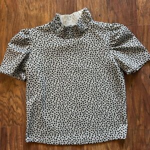 Leopard Print High Neck Blouse Women’s Size Medium ZARA